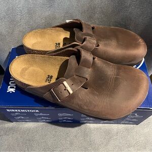 Birkenstock Boston Women’s Clogs Oiled Leather Habana Size 7 US 38 EU